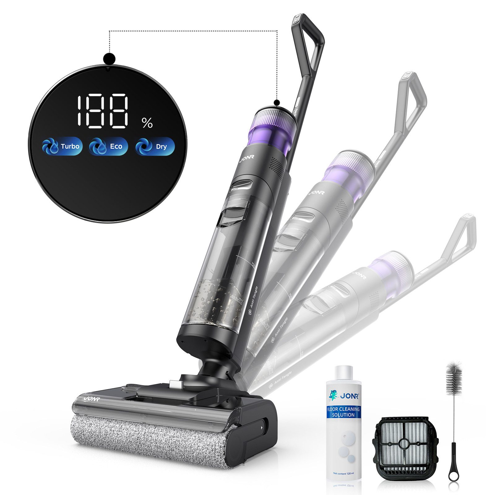 Nass-Trocken-Akkusauger ED12 Pro Max 180°liegend, zum Reinigen des Bodens unter dem Bett