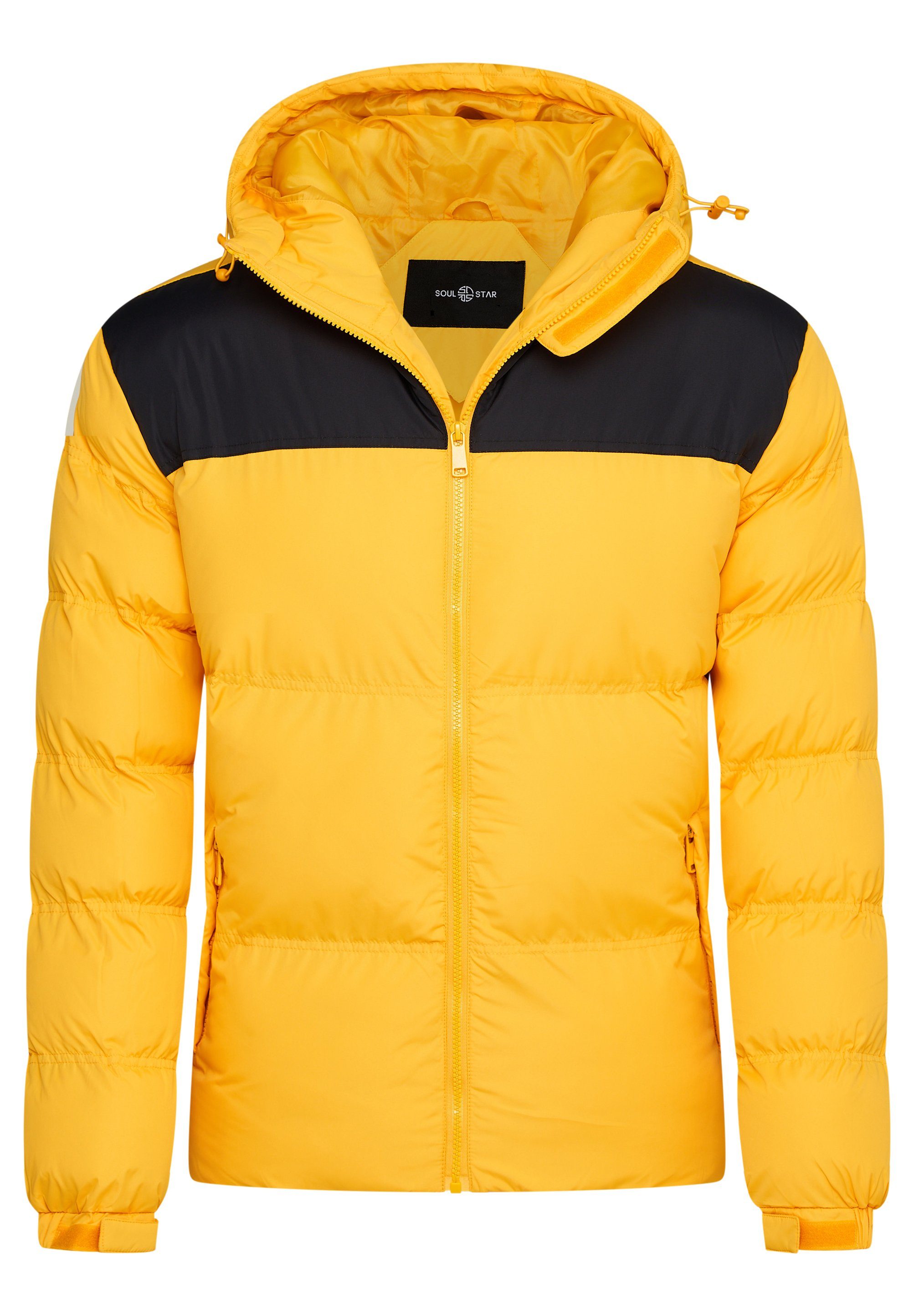 SOULSTAR Winterjacke S2KRAGERO Puffer Jacke mit Kapuze warme Steppjacke Panel-Gelb