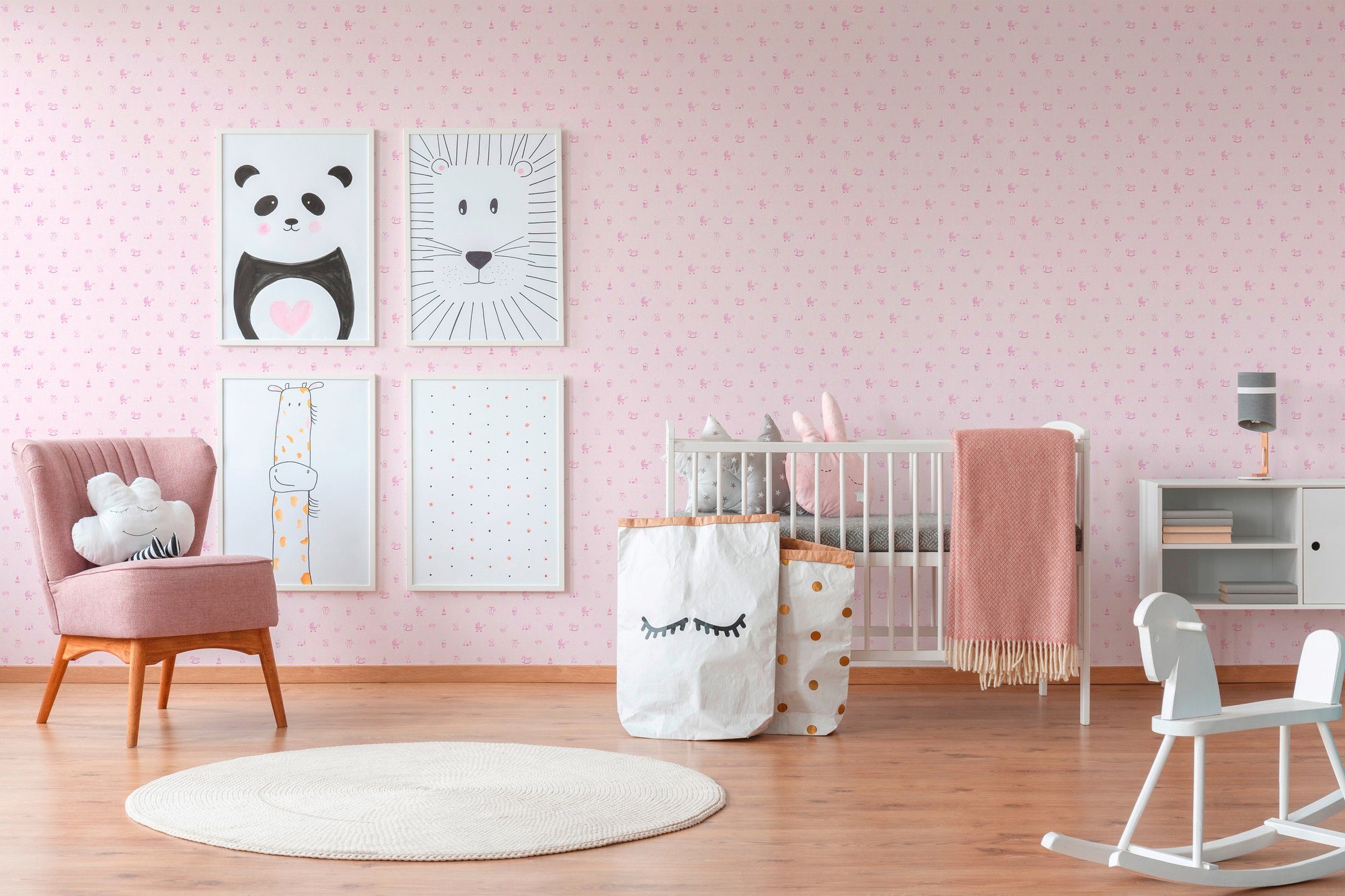 Little rosa walls Kinderzimmer living glatt, Vliestapete Stars, Tapete