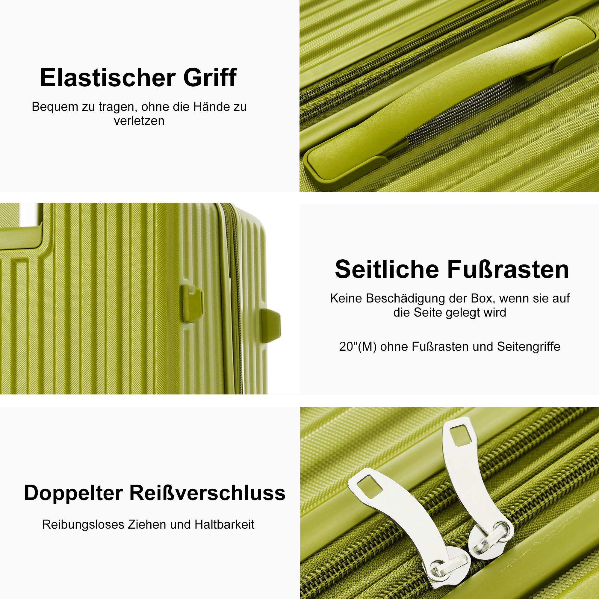 Flieks Hartschalen-Trolley, 4 Rollen, Handgepäck Trolley Hartschalenkoffer Reise, Erweiterung, TSA-Schloss