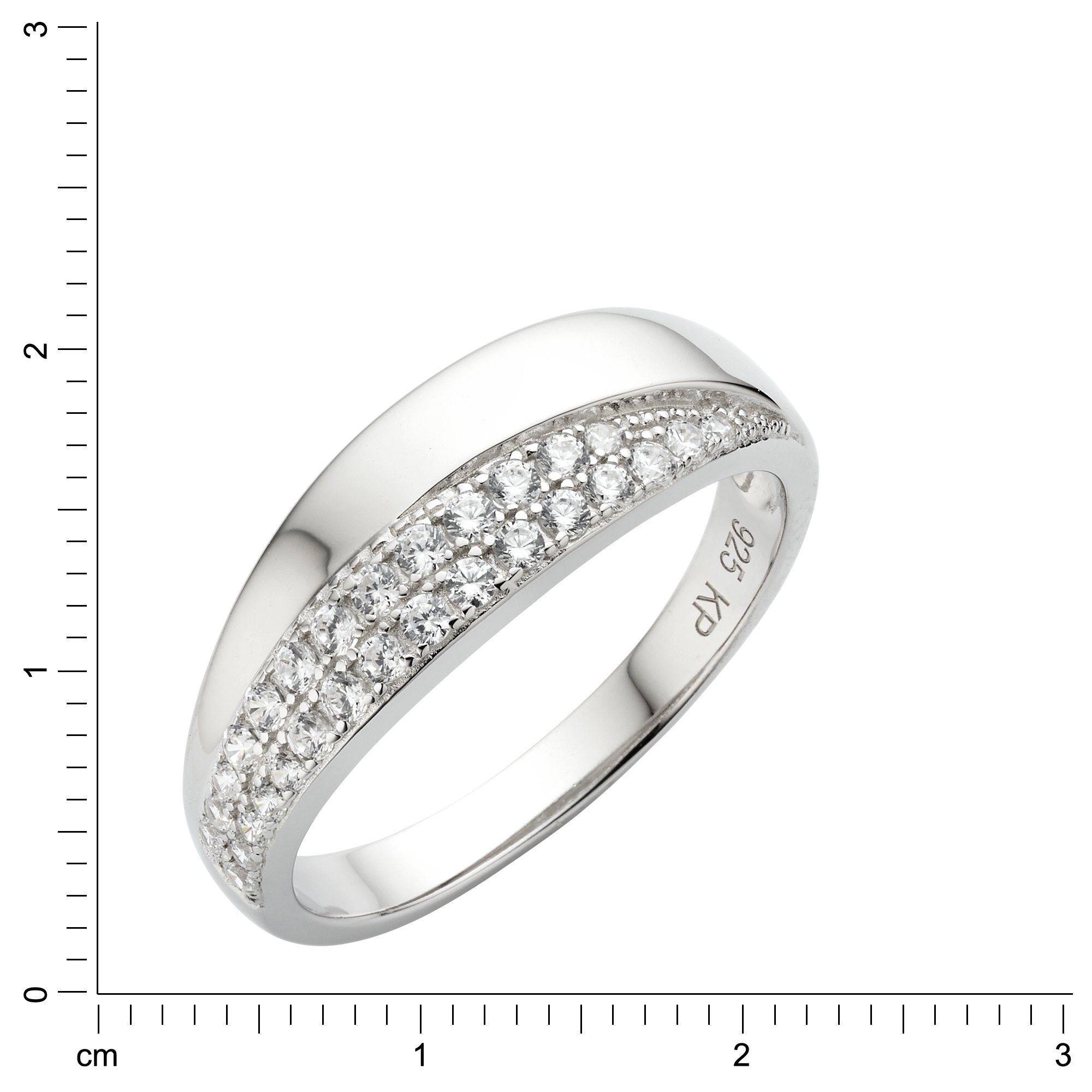 Zeeme Fingerring Silber 925 rhodiniert mit Zirkonia weiß günstig online kaufen