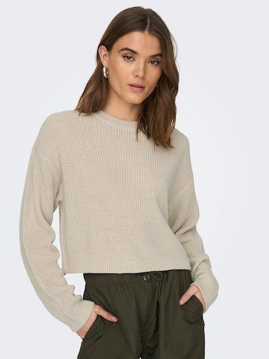 Stone NOOS ONLMALAVI CROPPED L/S KNT ONLY Pumice PULLOVER Strickpullover