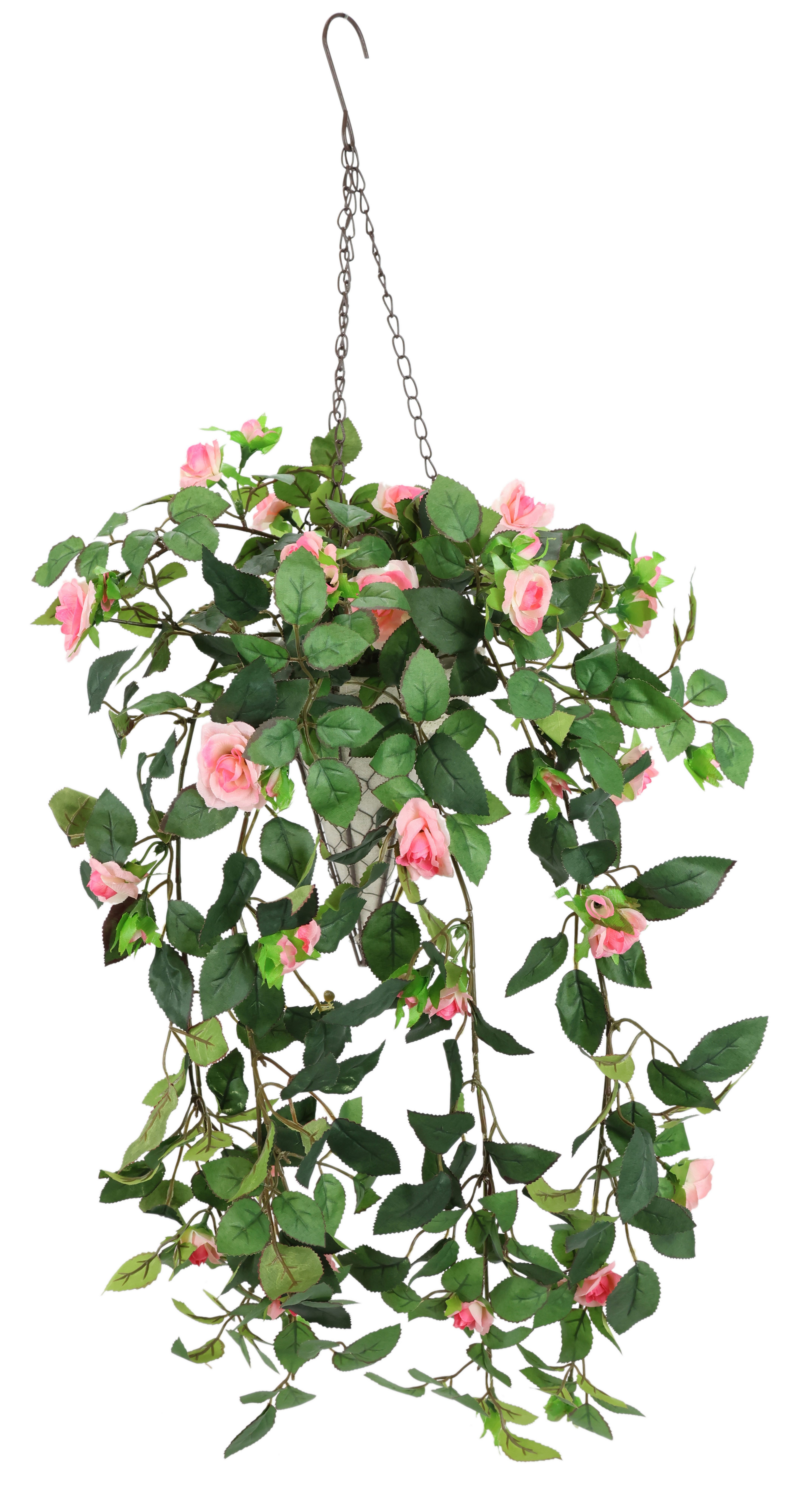 Kunstpflanze Künstlicher Rosenbusch im Korb, I.GE.A., Höhe 80 cm, Rosen Deko Kunstblumen Seidenblumen Blumen Blumengirlande Rosenranke