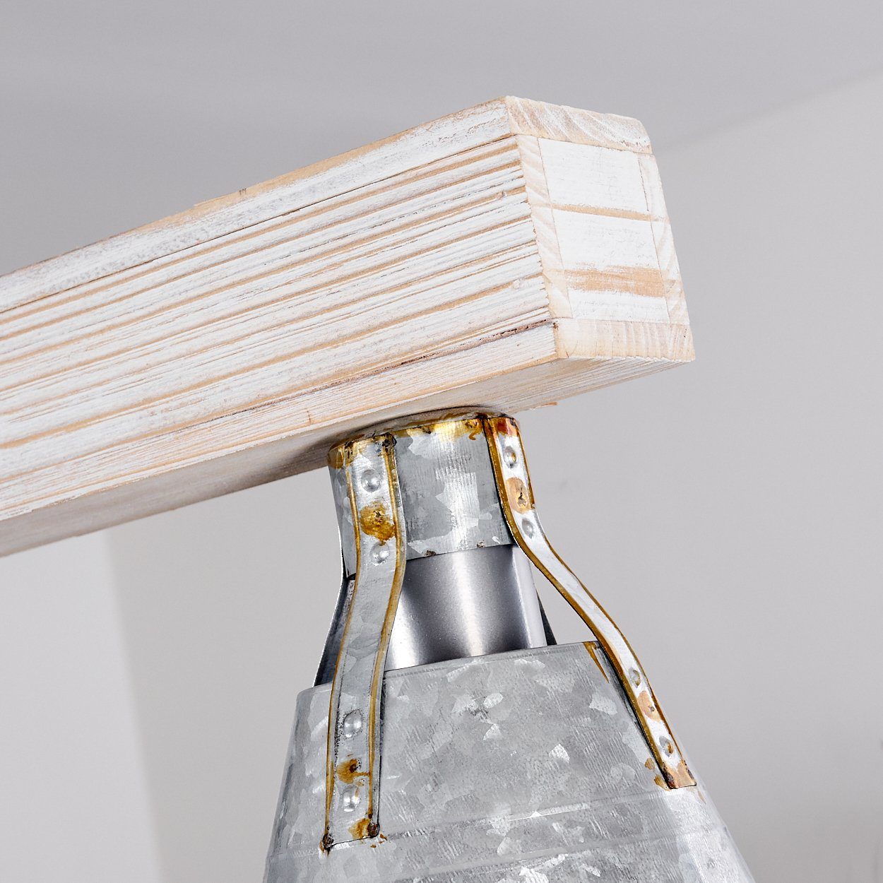 hofstein im Zink/Gold/Natur, aus Metall/Holz verstellbare Pendelleuchte in »Croce« 4xE27, ohne Deckenlampe Retro Leuchtmittel, Design