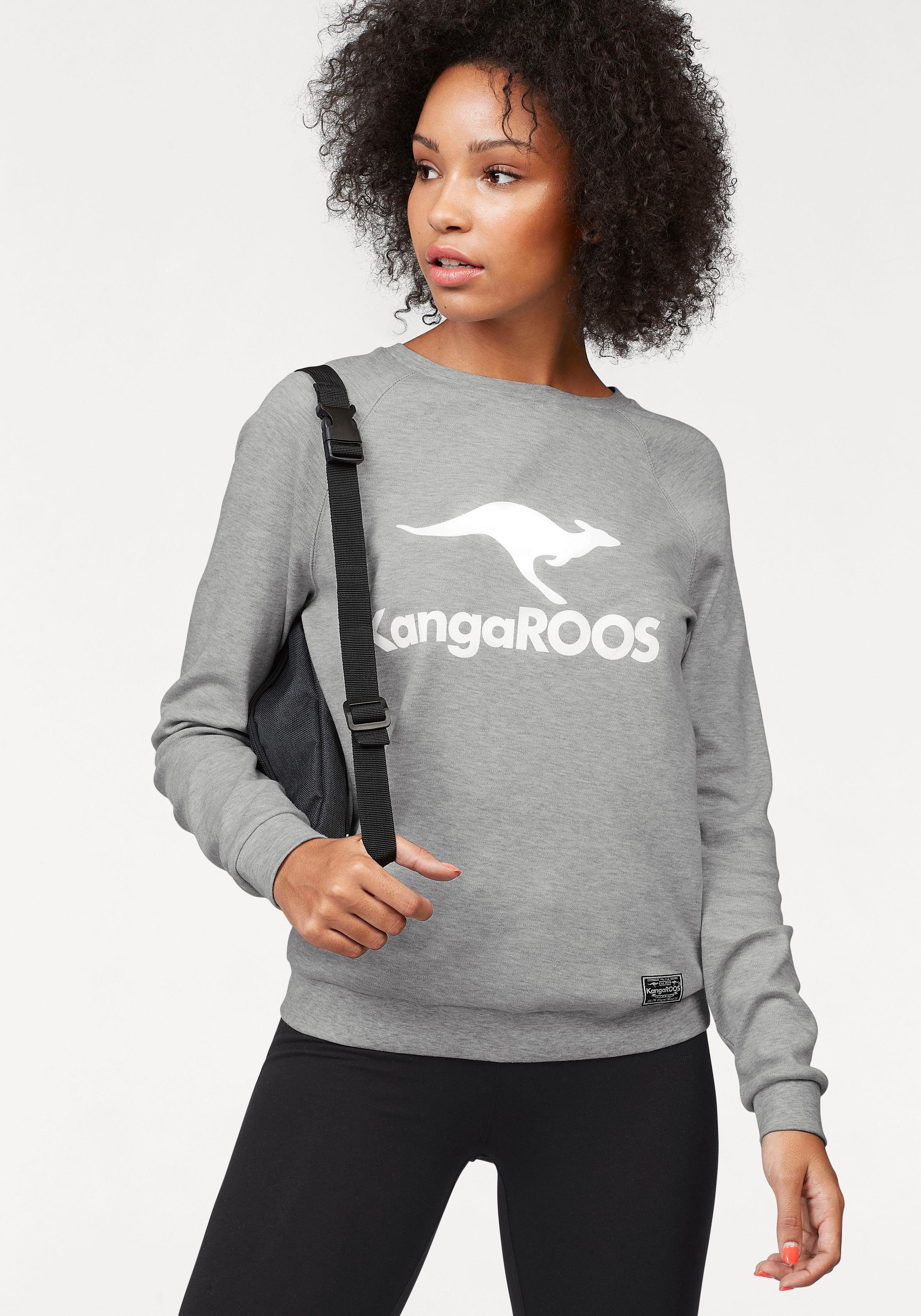 KangaROOS Sweater mit großem Label-Print vorne hellgrau-meliert