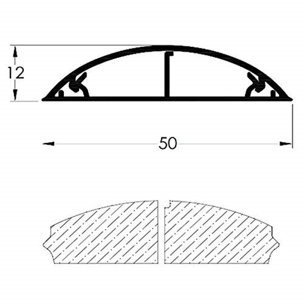 ARLI Kabelkanal 1m halbrund selbstklebend 50 x 12 mm Kabelbrücke Fussboden 8er Pack (8-St) – Bild 5 von 5