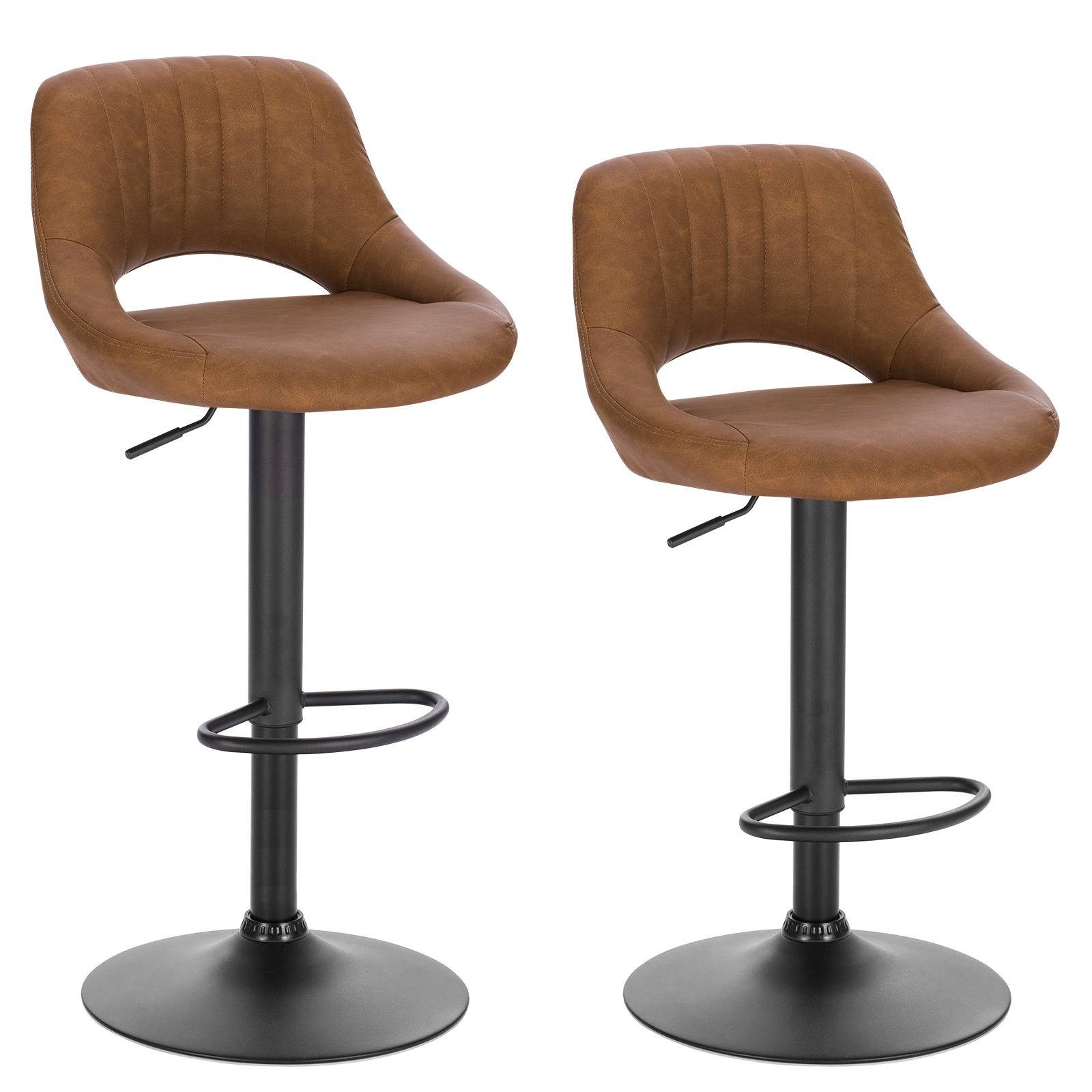 EUGAD Barhocker (2 St), aus Kunstleder und Stahl stufenlos höhenverstellbar