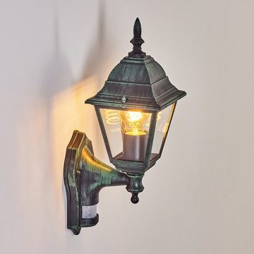 hofstein Außen-Wandleuchte Wandlampe Bewegungsmelder in antikem Look aus Metall/Glas, ohne Leuchtmittel, Wandleuchte im Retro/Vintage Design, Außenleuchte für Terrasse, E27