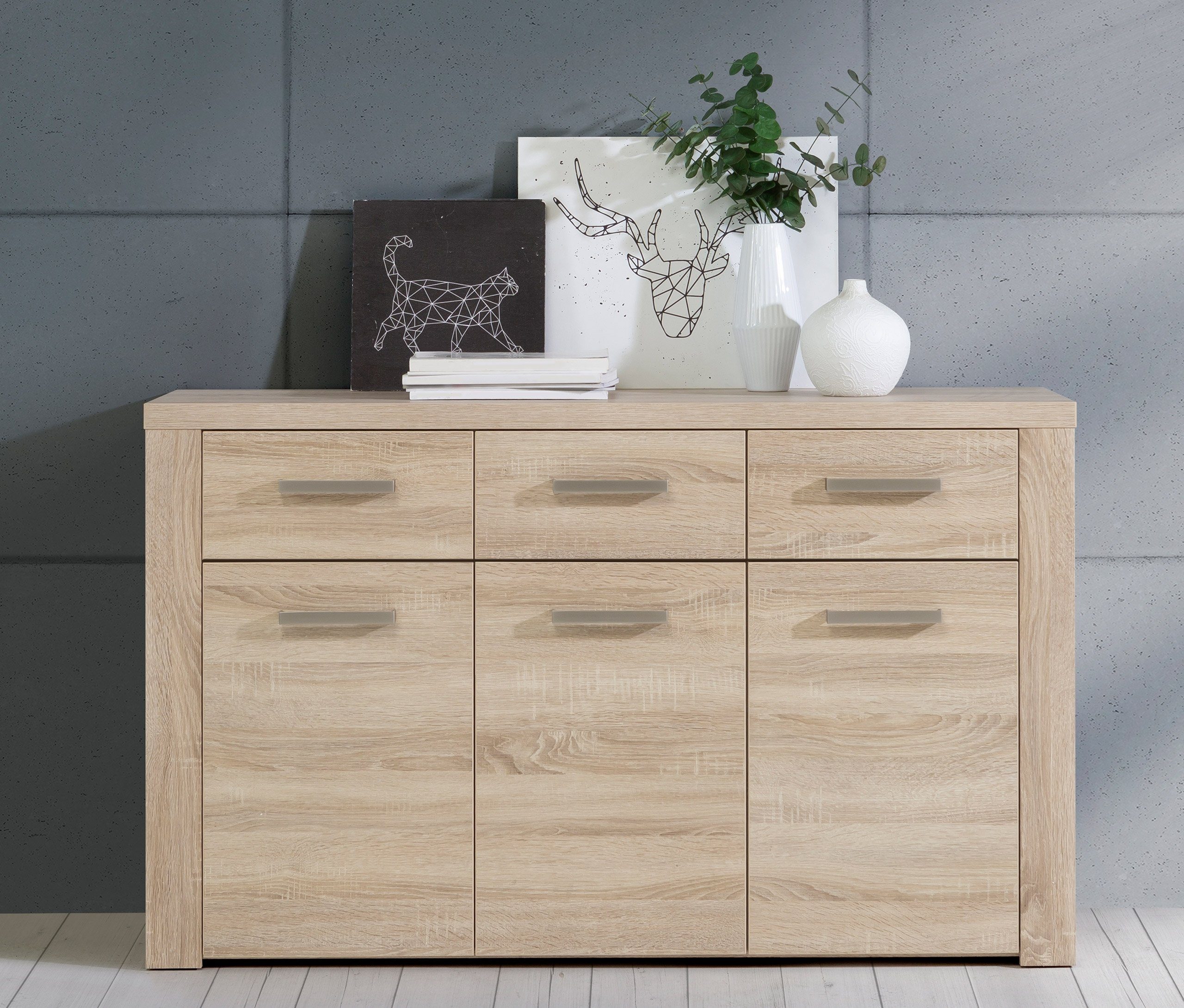 Newroom Sideboard Cosima, Sideboard Sonoma Eiche Modern Kommode Highboard W günstig online kaufen