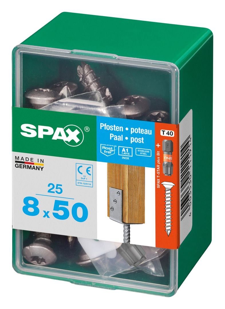 40 8.0 50 mm Spax Pfostenschrauben TX 25 SPAX Stk. - Holzbauschraube x