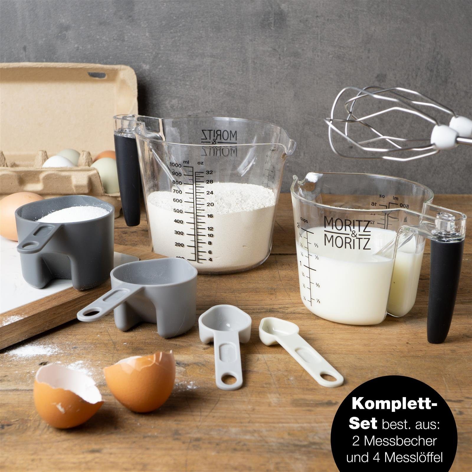 Moritz & Moritz Messbecher Moritz & Moritz Messbecher Set 0,5L 1L, Kunststoff, (Set, 6-St)