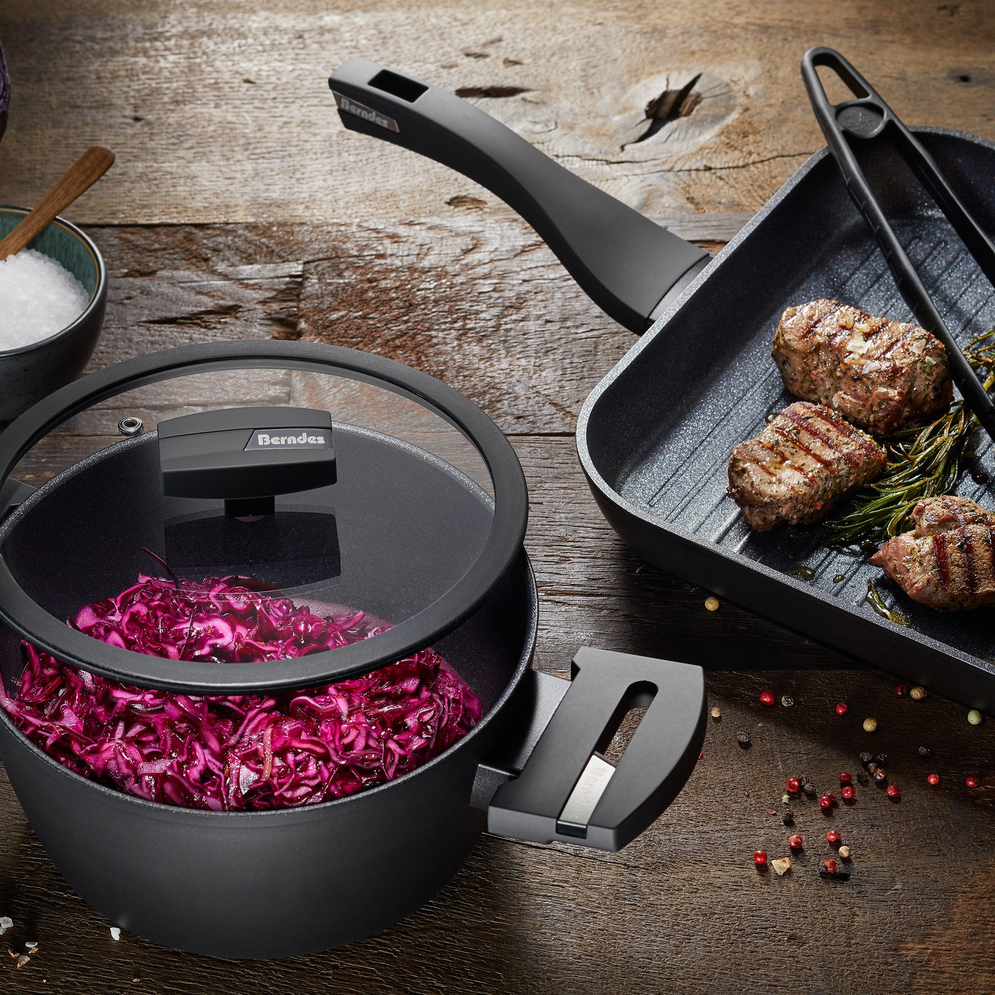 Berndes Grillpfanne 28 cm, Aluminium, schwarz - Balance® Induction Enduro, Aluminium, schlaggeschmiedet