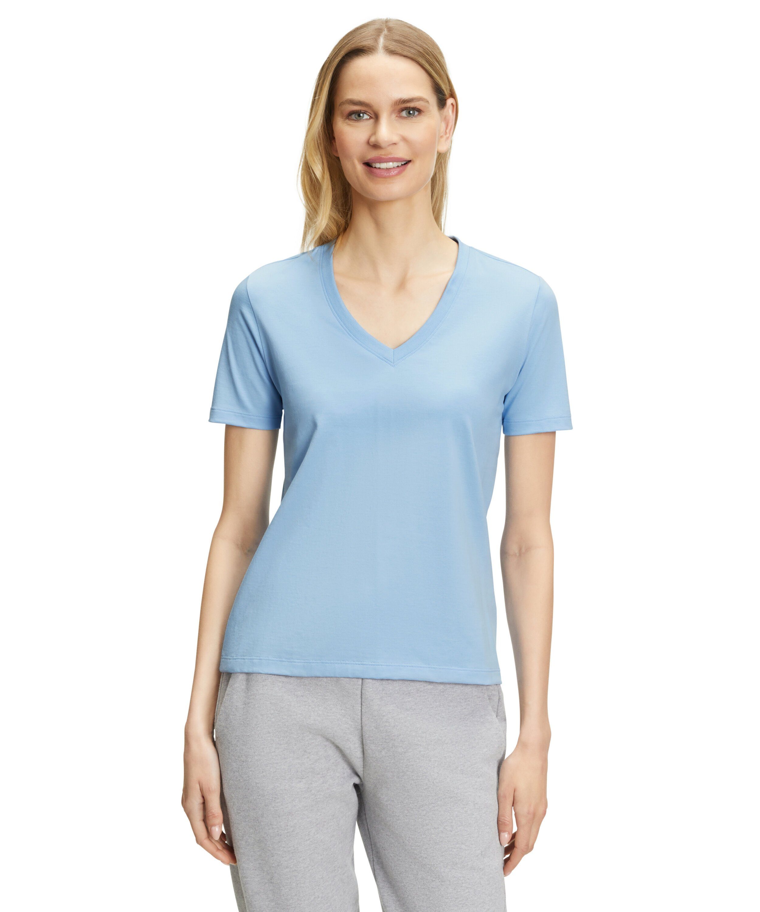 sky aus blue Baumwolle (1-tlg) T-Shirt (6807) reiner FALKE