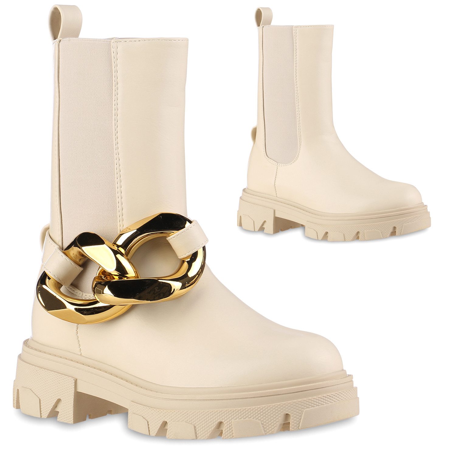 VAN HILL 837817 Schlupfstiefel Damen Leicht Gefütterte Schlupfstiefel Stiefel Profil-Sohle