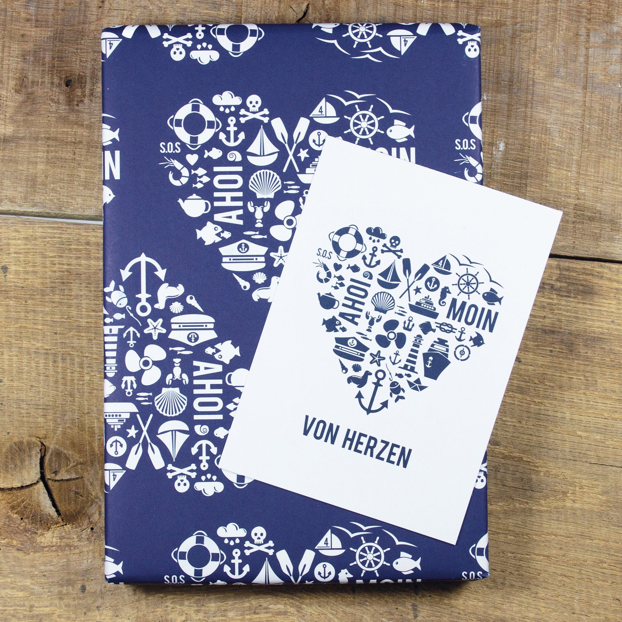 Bow & Hummingbird Postkarte Postkarte Von Herzen (maritim)