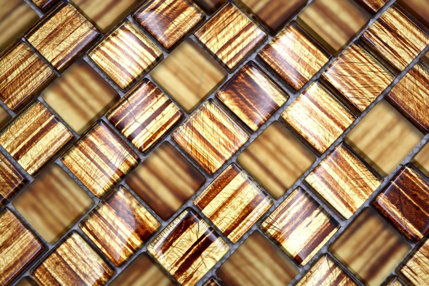 Mosani Mosaikfliesen Glasmosaik Crystal Mosaikfliesen / braun glänzend Matten 10