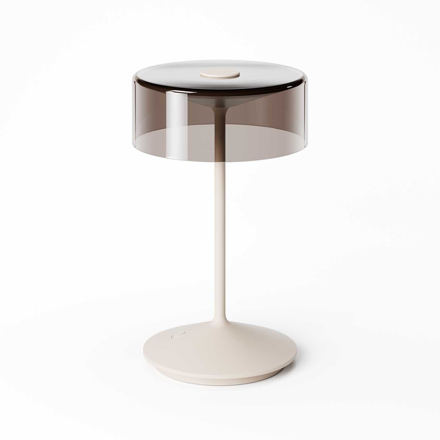 SIGOR LED Tischleuchte Stilvolle Numotion Akku-Tischampe mit Glasschirm, LED fest integriert, Warmweiß, Extra Warmweiß, kabellose Tischleuchte, 26,5x16x16 cm