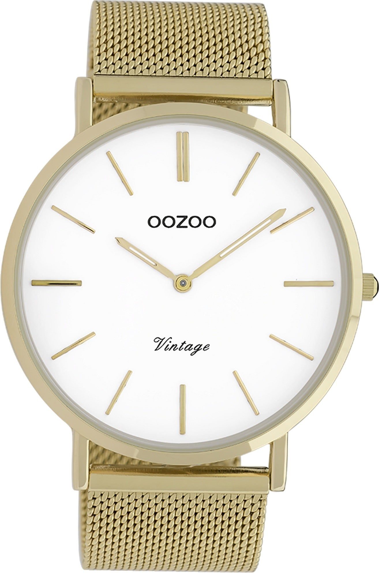 OOZOO Quarzuhr Oozoo Herren Armbanduhr gold Analog, Herrenuhr rund, groß (ca. 44mm) Edelstahlarmband, Fashion-Style