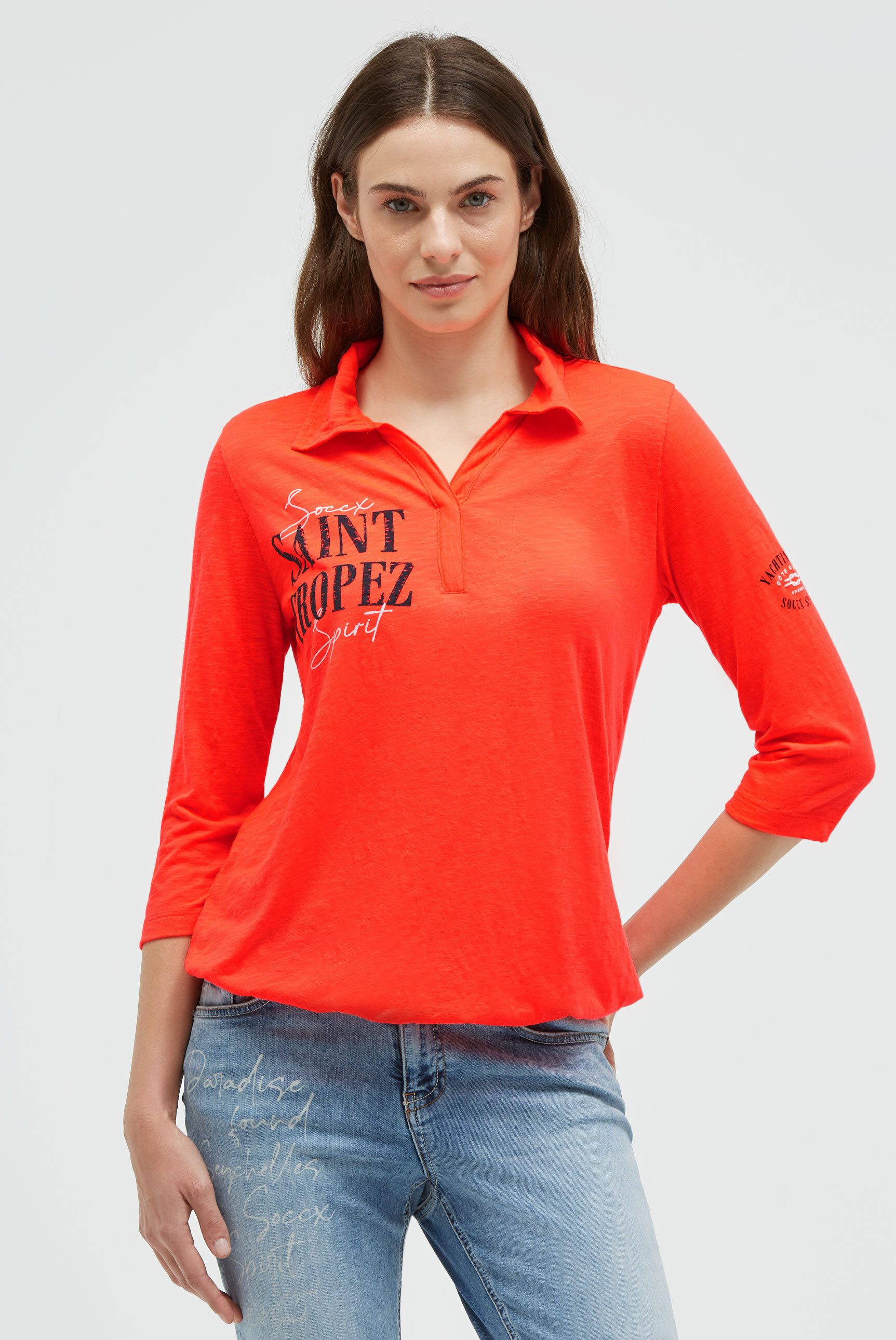 SOCCX Poloshirt mit Gummizug im Saum