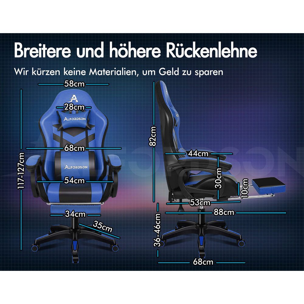 ALFORDSON Gaming-Stuhl 12 RGB LED-Farben Fernbedienung, günstig online kaufen