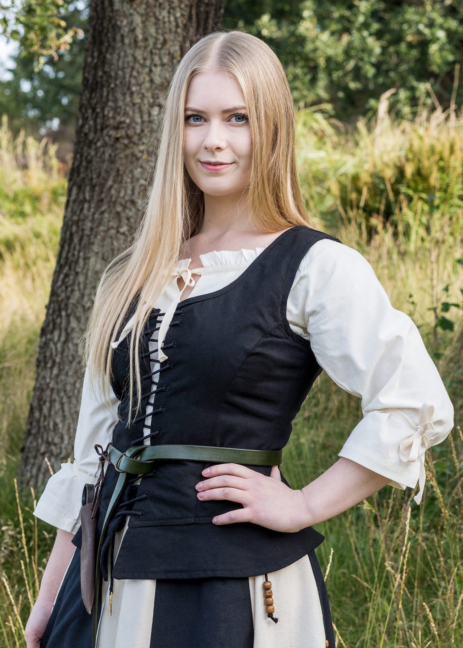 Battle Merchant Ritter-Kostüm Mittelalterliche Korsage / Miederweste Tilda, schwarz