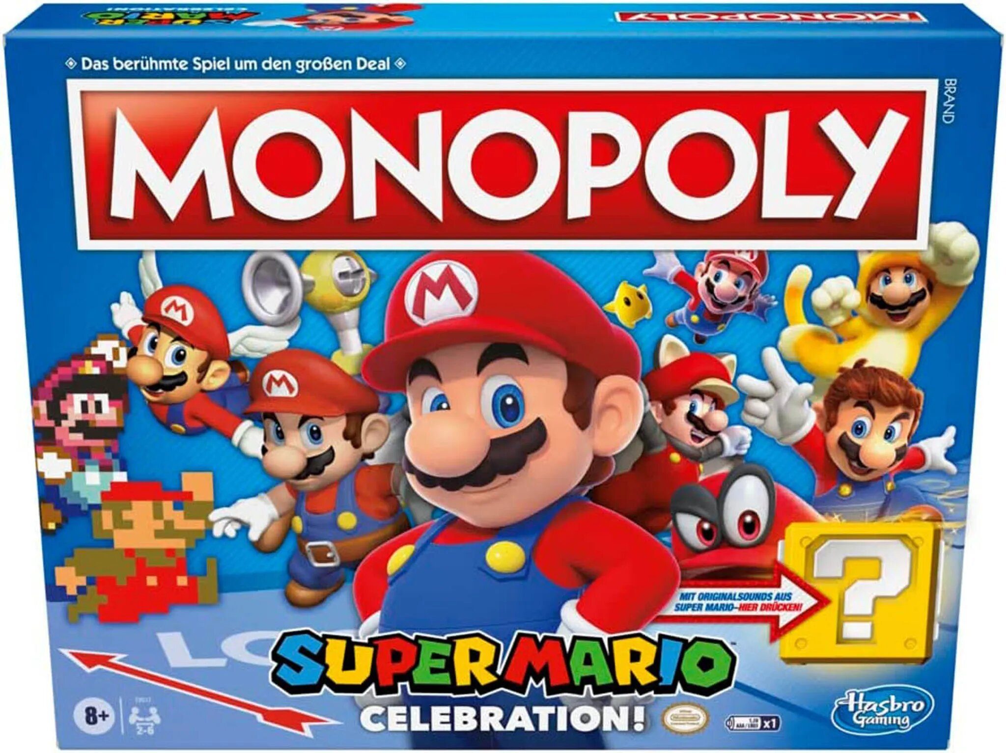 Hasbro Spiel, Brettspiel Monopoly original Celebration, Super Mario Sounds mit
