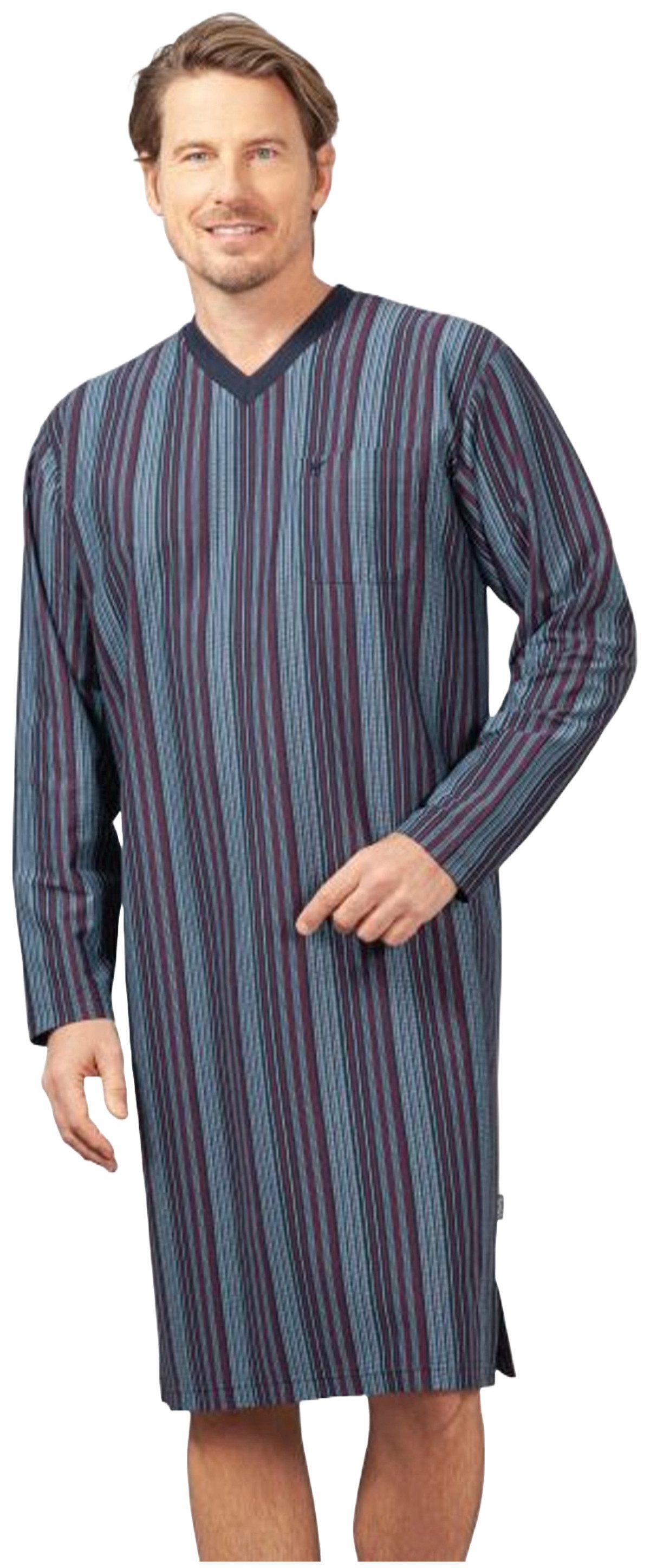 Hajo Nachthemd Herren Nachthemd mit langem Arm (1-tlg) Klima Komfort
