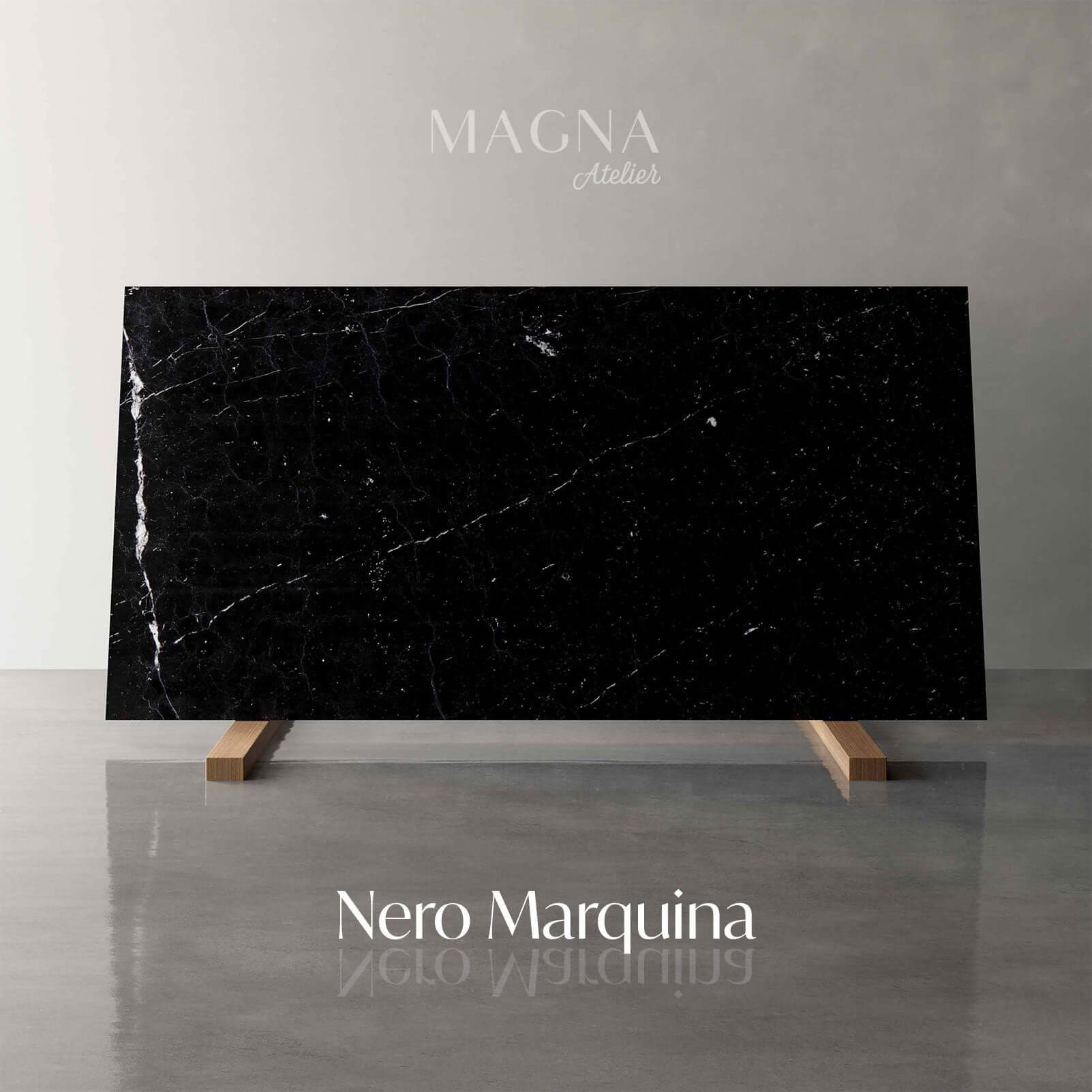 MAGNA Atelier Dekoobjekt Käseplatte, MARMOR, ZÜRICH Tablett, 30x30x2cm ECHTEM Nero Marquina mit Serviertablett rund