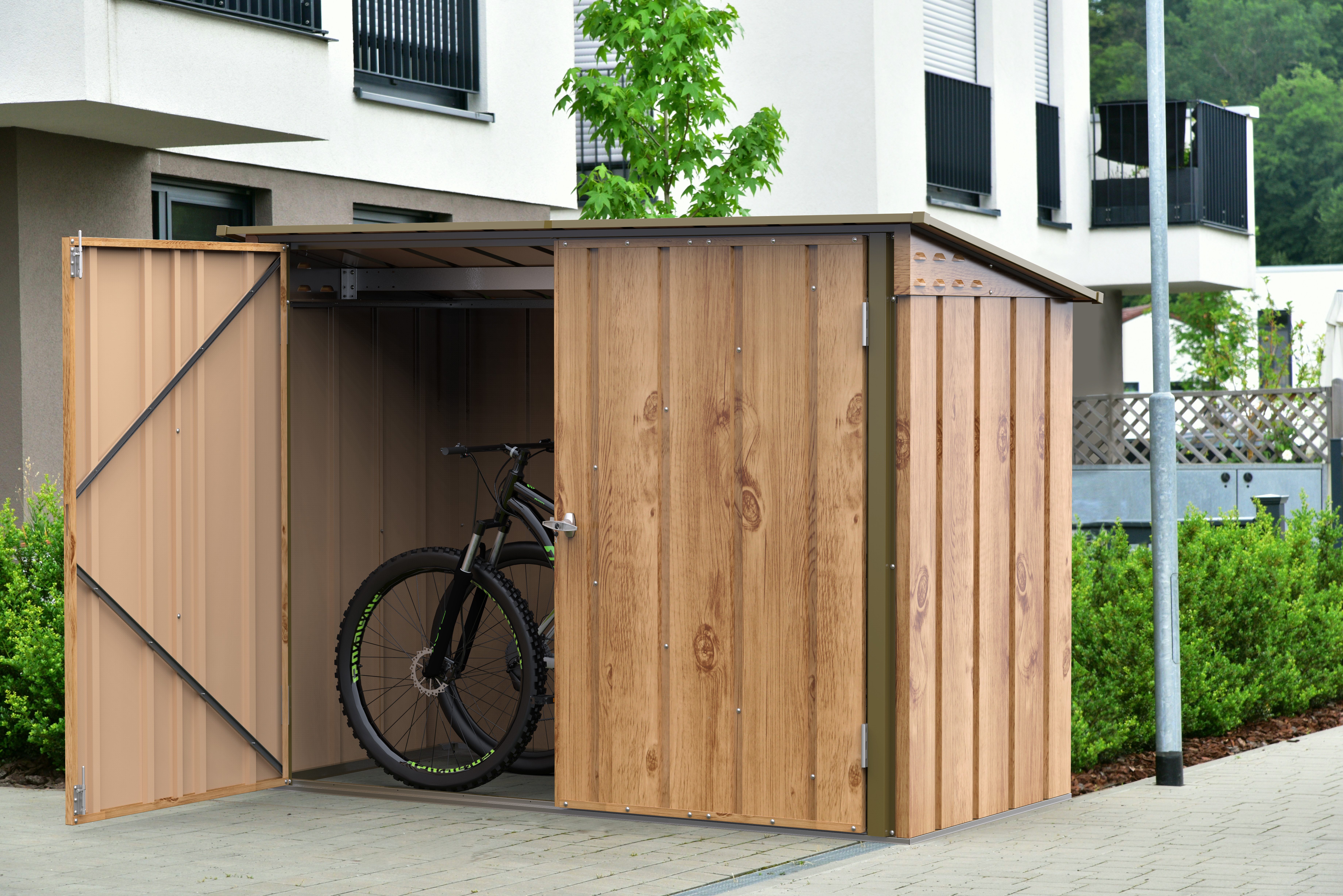 DURAMAX Garage DURAMAX Fahrradgarage 2x1m Holzoptik
