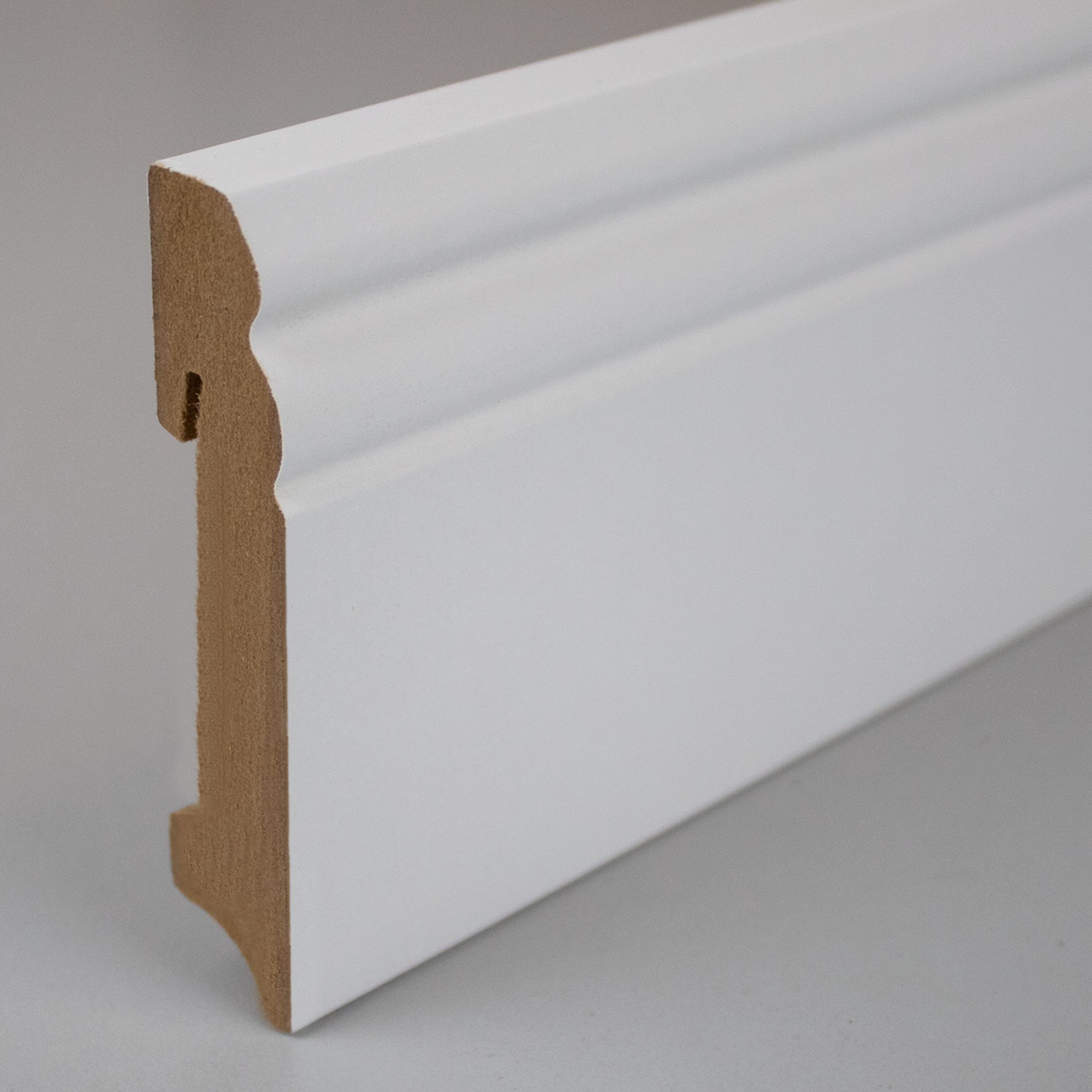 PROVISTON Sockelleiste MDF, 18 x 90 x 2400 mm, Weiß, Fußleiste Berliner Profil