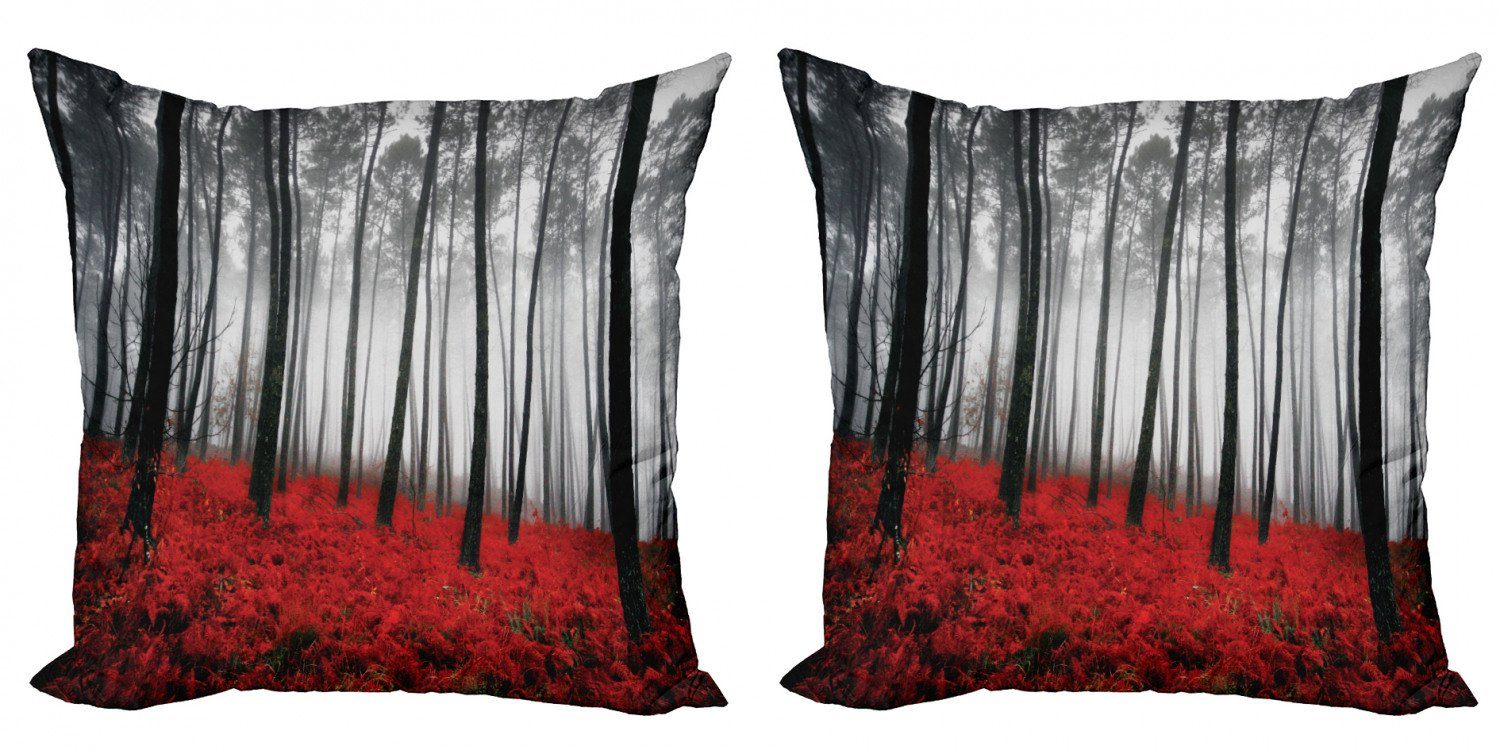 Kissenbezüge Modern Accent Doppelseitiger Digitaldruck, Abakuhaus (2 Stück), Wald Mystical Foggy Woodland