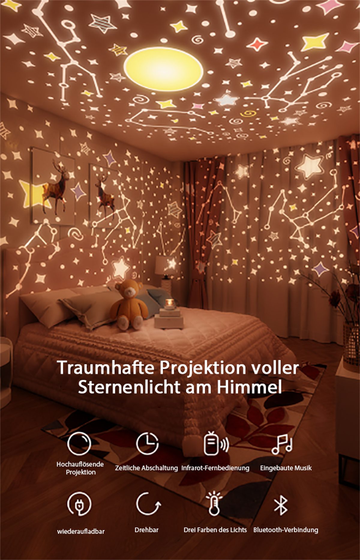 carefully selected LED Nachtlicht LED-Nachtlicht, Kaninchen-Sternenhimmel-Lichtprojektion, Fernbedienung