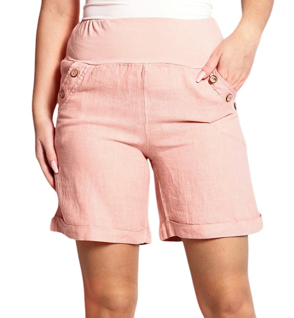 Mississhop Leinenhose 100 % Leinen Damen Shorts Leinenshorts Bermuda kurze Hose 280