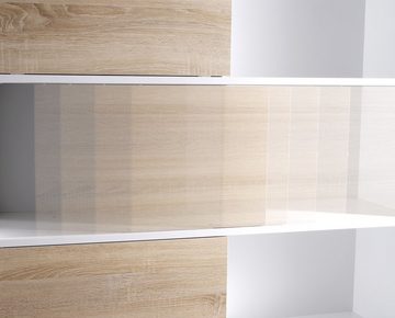 möbelando Bücherregal 411, BxHxT: 120x196x35 cm, in weiss, braun mit 4 Einlegeböden