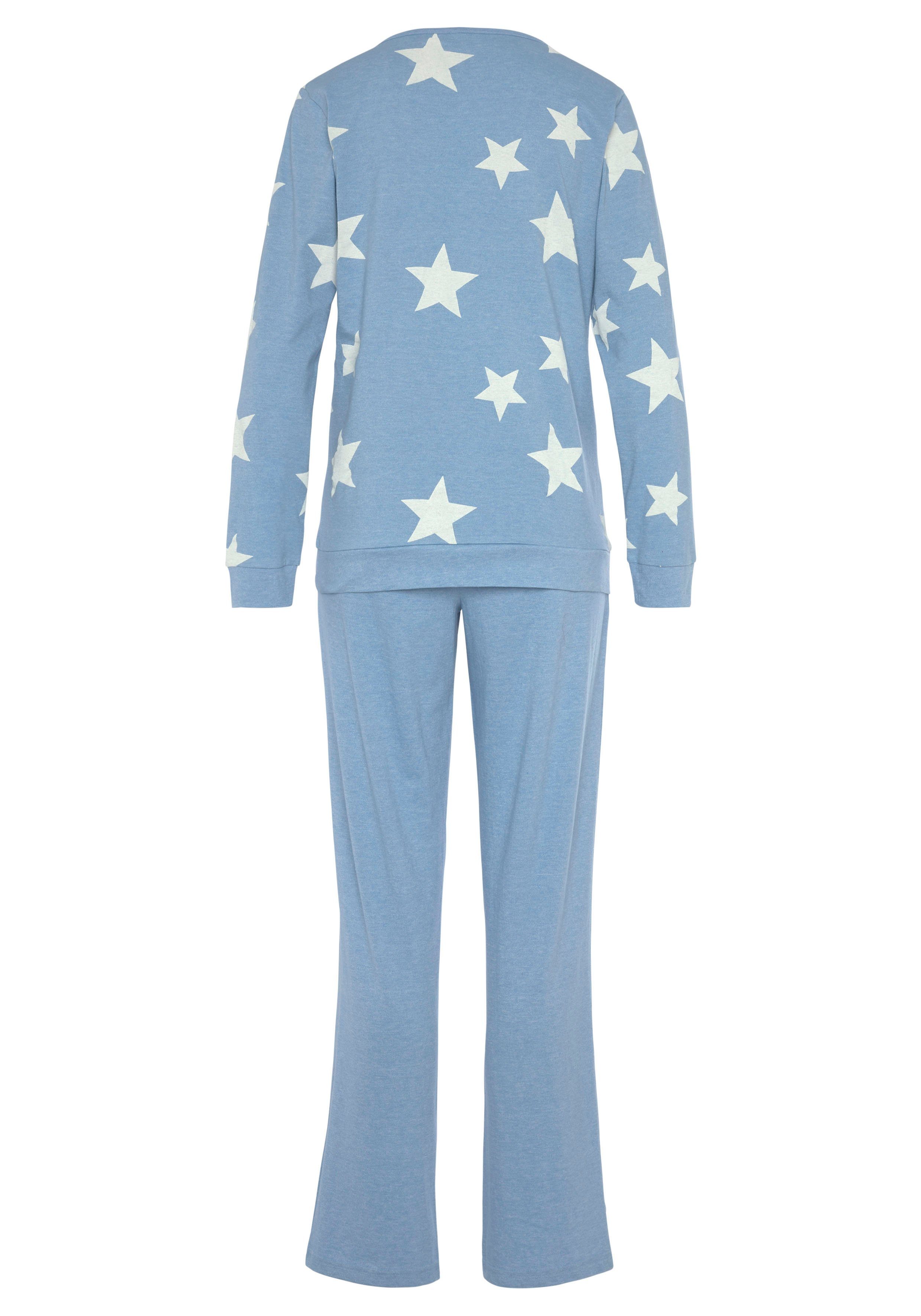 Vivance Dreams by Lascana Pyjama (Packung, 4 tlg., 2 Stück) in melierter Optik mit Sternen – Bild 5 von 5