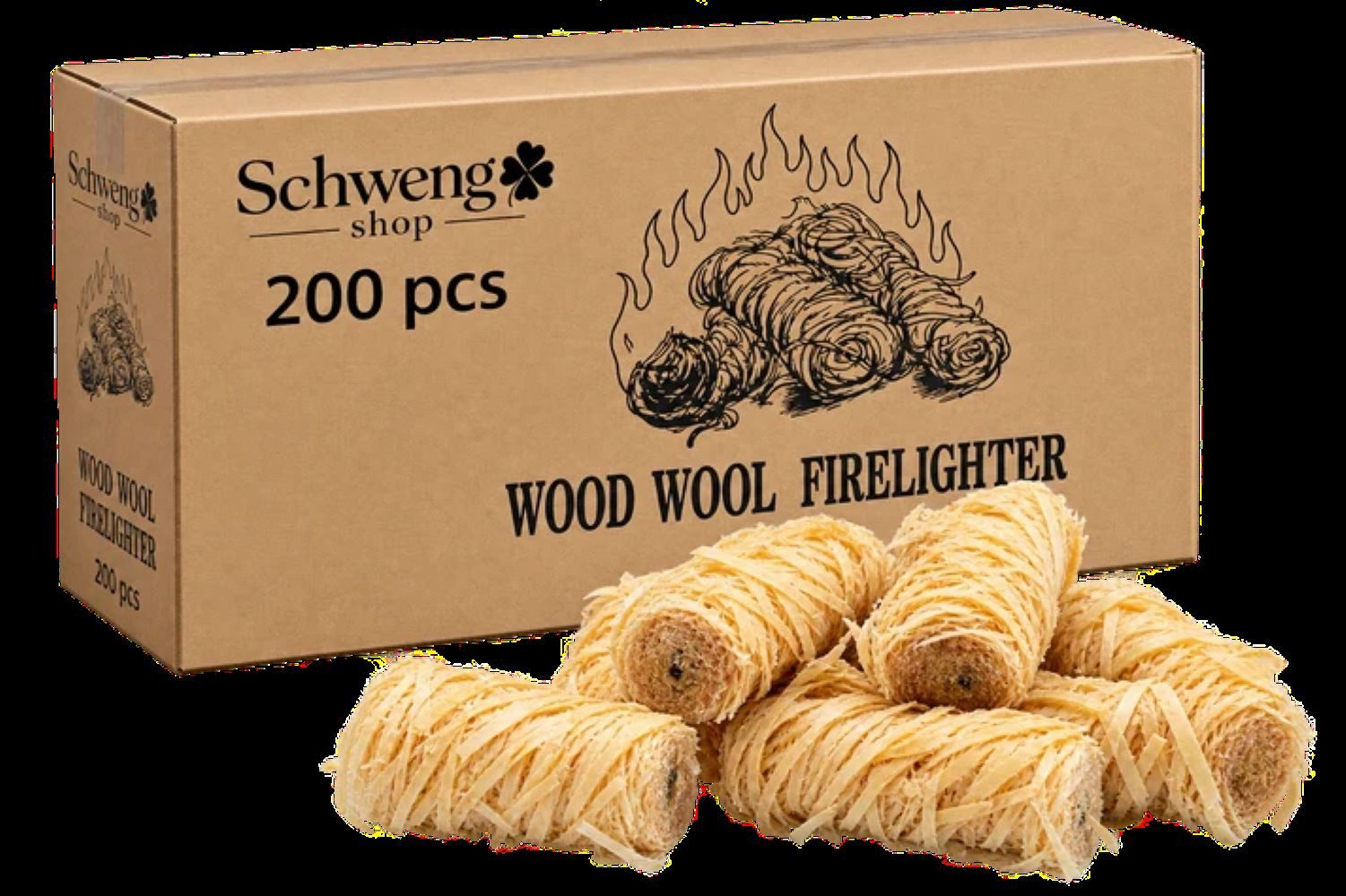 Schweng Feuerstarter Holzwolle Feueranzünder 200 Stück – für Kamin, Ofen & Grill – Bild 4 von 4