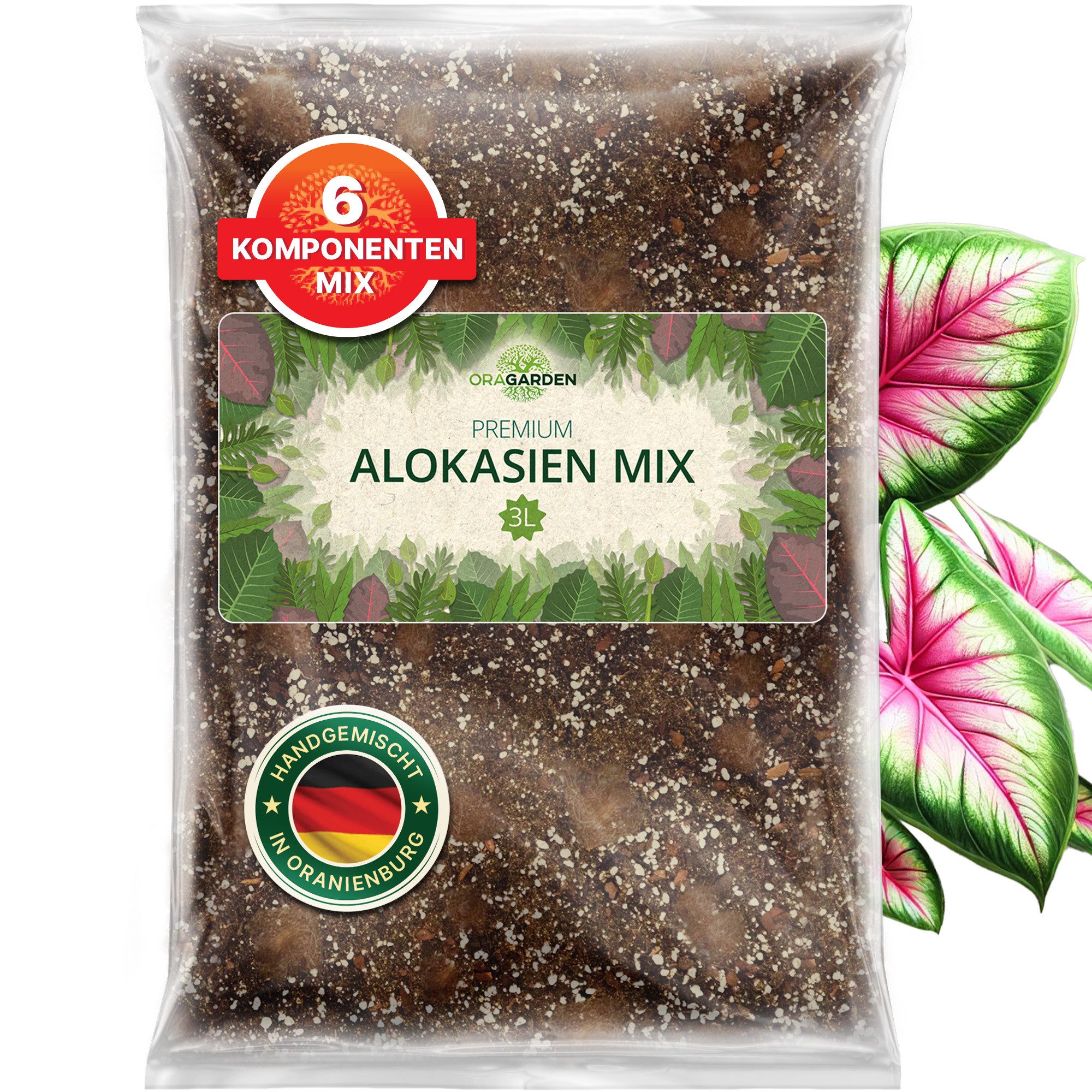 OraGarden Gartenbau-Substrat Alokasien Erde, mit Wurmhumus