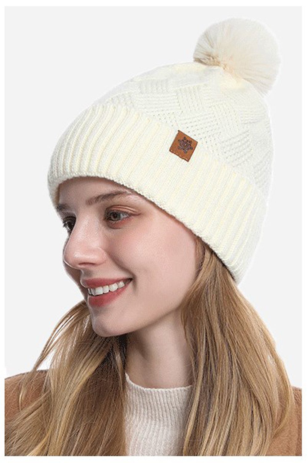 Cachito Mütze & Schal Damen Winter-Set, Mütze mit Bommel, Schal & Touchscreen-Handschuhe (3-tlg) Fleece gefüttert, warmes 3-in-1 Geschenkset