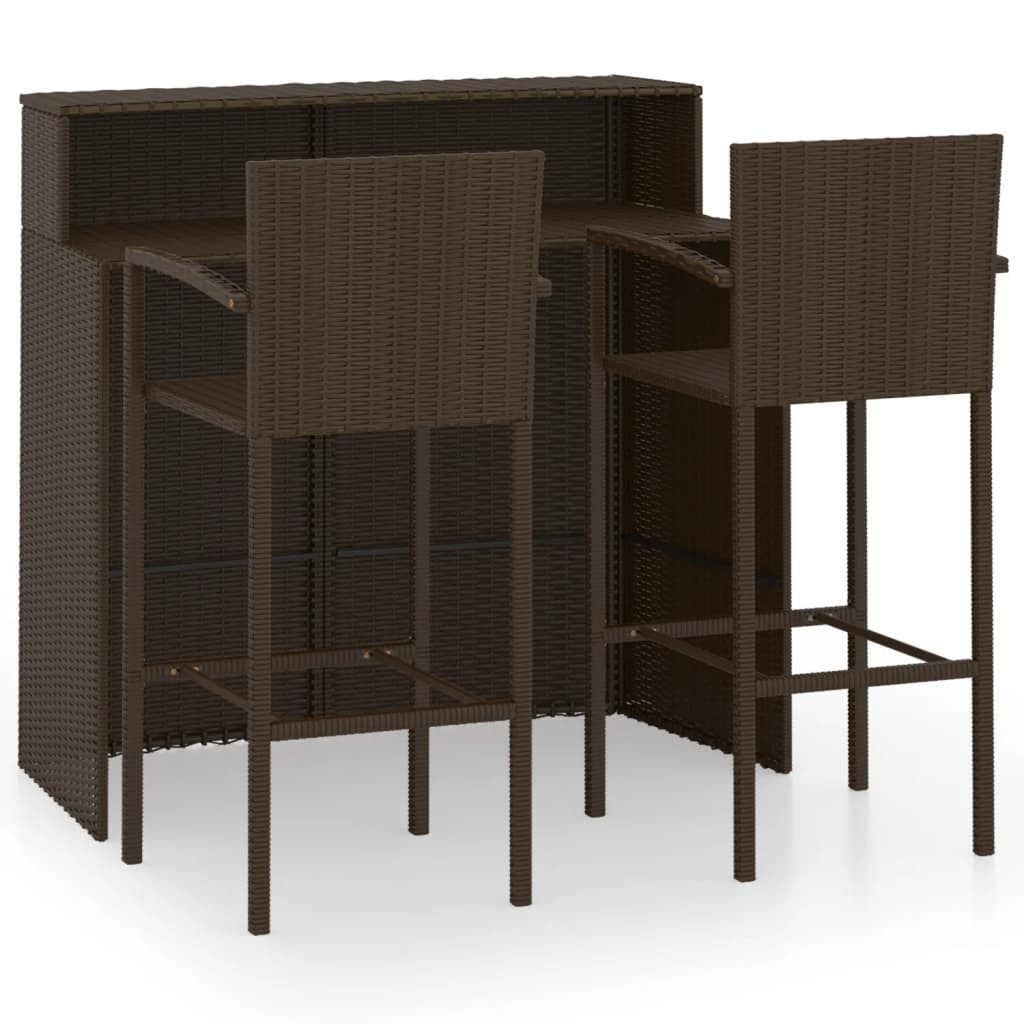 vidaXL Gartenlounge-Set 3-tlg. Gartenbar-Set Braun, (3-tlg)