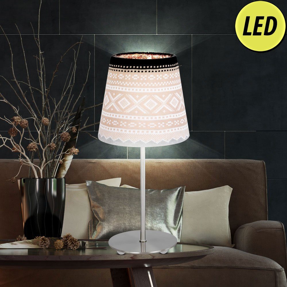 etc-shop LED Tischleuchte, Leuchtmittel inklusive, Warmweiß, Strick Optik Tisch Lampe Schlaf Zimmer Lese Leuchte Nacht-