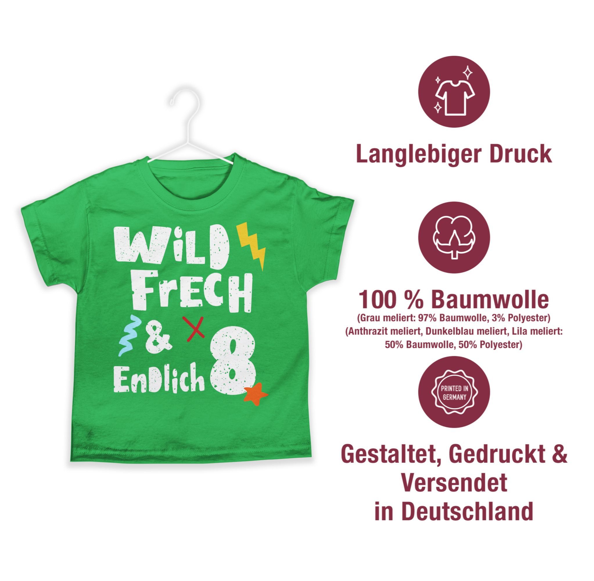 Shirtracer T-Shirt Wild frech und endlich 8 - Acht Jahre Wunderbar (1-tlg) 8. Geburtstag