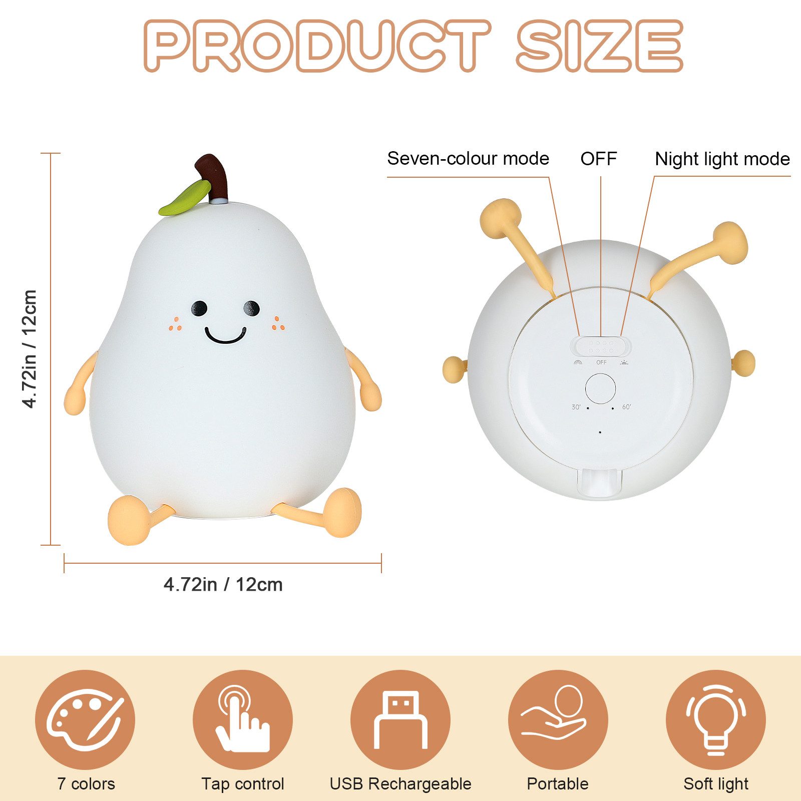 Goeco LED Nachtlicht Dimmbar Kreative Obst Birnenform Baby Nachtlicht, mit günstig online kaufen