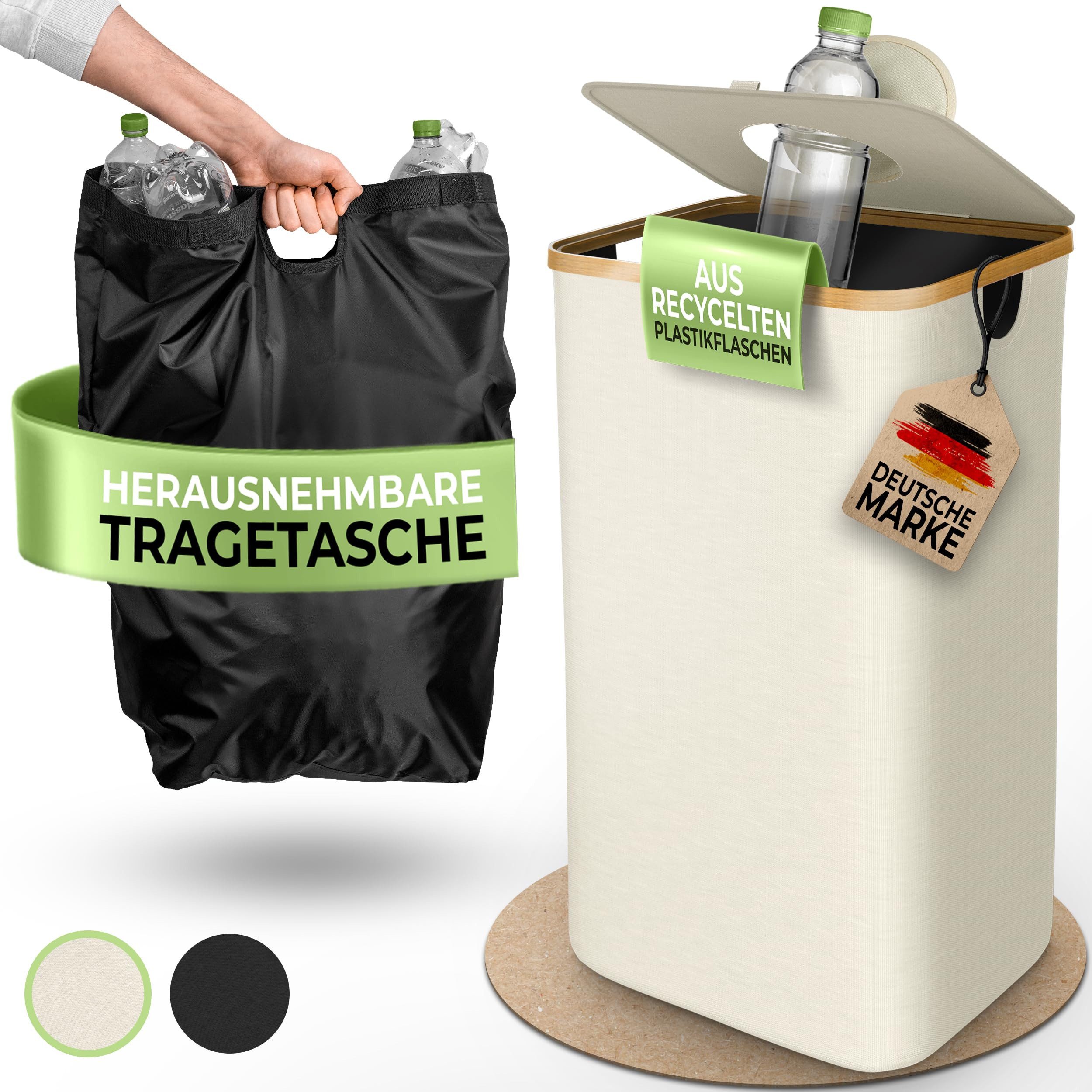 Glückstoff Mülleimer Pfandflaschen Sammelbehälter [inkl. XXL Tragetasche] Flaschensammler