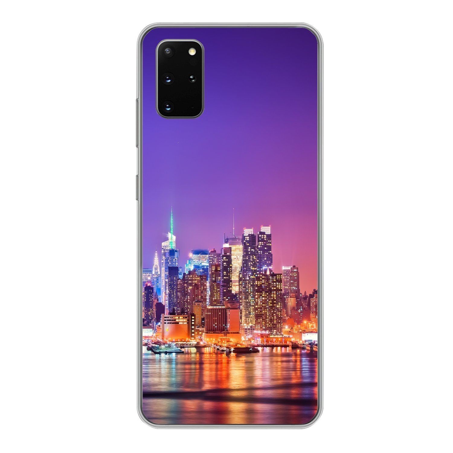 MuchoWow Handyhülle für Samsung Galaxy S20 Plus New York - Skyline - Lila, Phone Case, Silikon, Schutzhülle Dünn