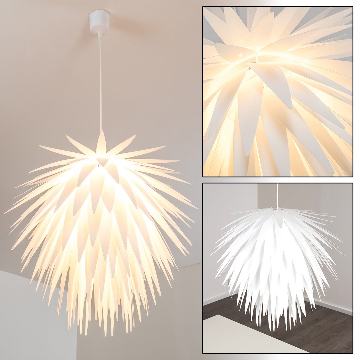 hofstein Hängeleuchte »Corato« moderne Hängelampe aus Kunststoff in Weiß, o günstig online kaufen