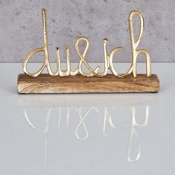 Levandeo® Deko-Schriftzug, Schriftzug Du Und Ich L25cm Gold Mango Holz Tischdeko Geschenk