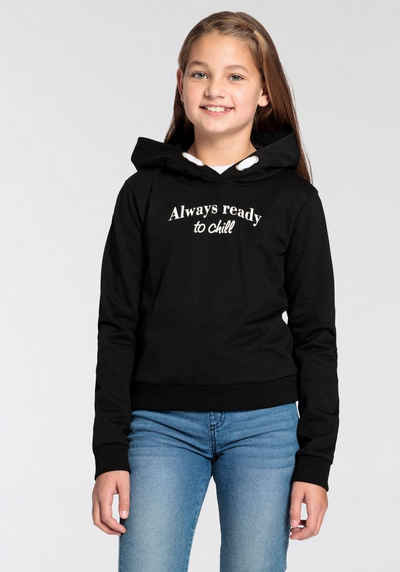 KIDSWORLD Kapuzensweatshirt ALLWAYS READDY TO CHILL, Sprüche Sweat in kurzer Form