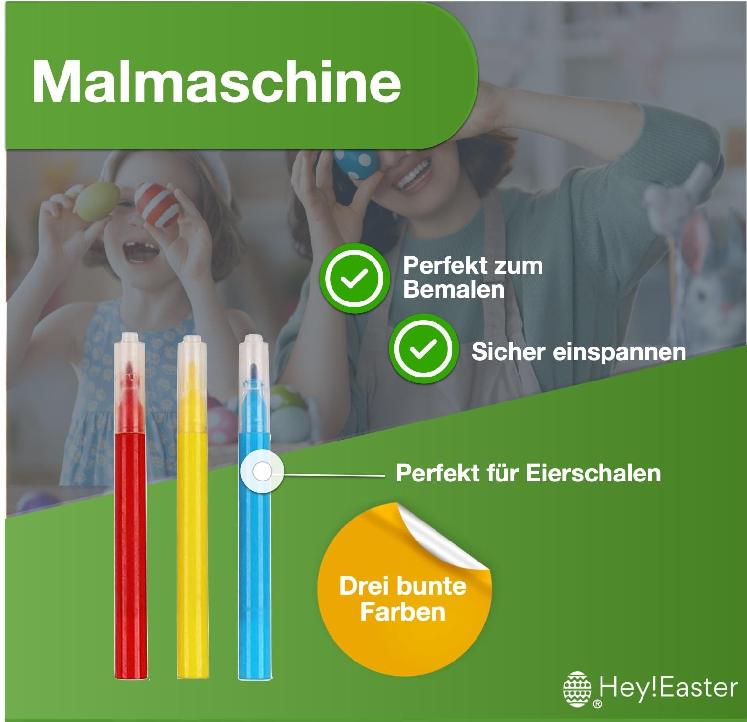Hey!Easter® Malschablone 4er Ostereier Schablone Set inkl. Malstifte Ostern Eiermalmaschine