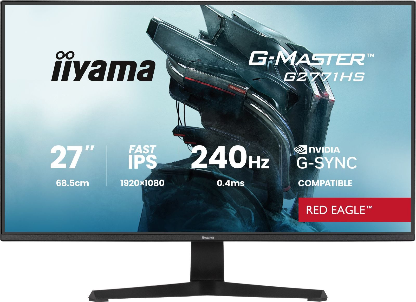 Iiyama 27 G2771HS-B1 HDMI DP TFT-Monitor (1920 x 1080 px, Full HD, 0,4 ms Reaktionszeit, 240 Hz, Fast IPS, Adaptive-Sync, Lautsprecher, G-SYNC, HDCP, HDR)