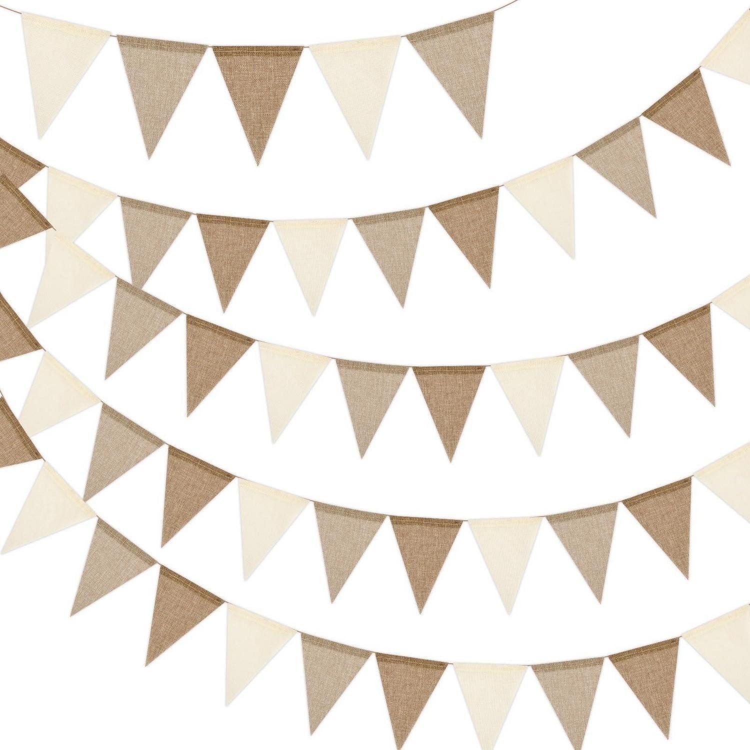 LuxusKollektion Wimpelkette Wimpelkette Outdoor Braun Beige 5x4m